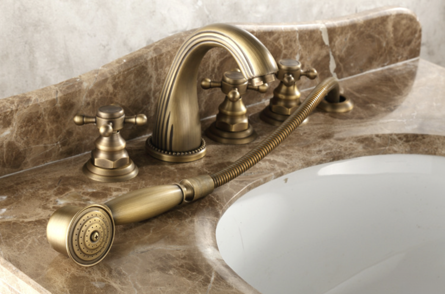 Rubinetteria antica da piano AQM1137 – doccetta con flessibile metallico