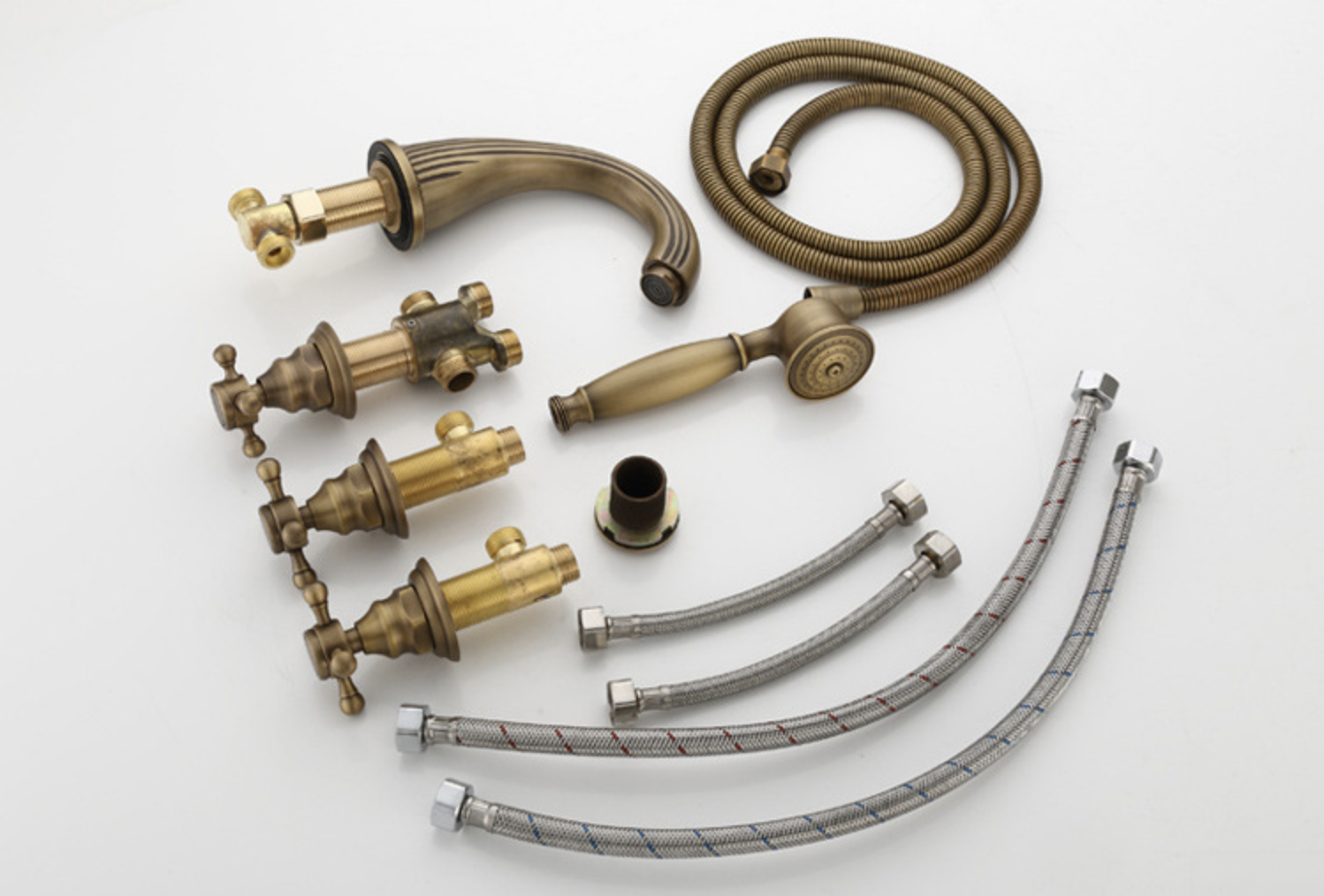 Rubinetteria antica da piano AQM1137 – set con doccetta e tubi di collegamento
