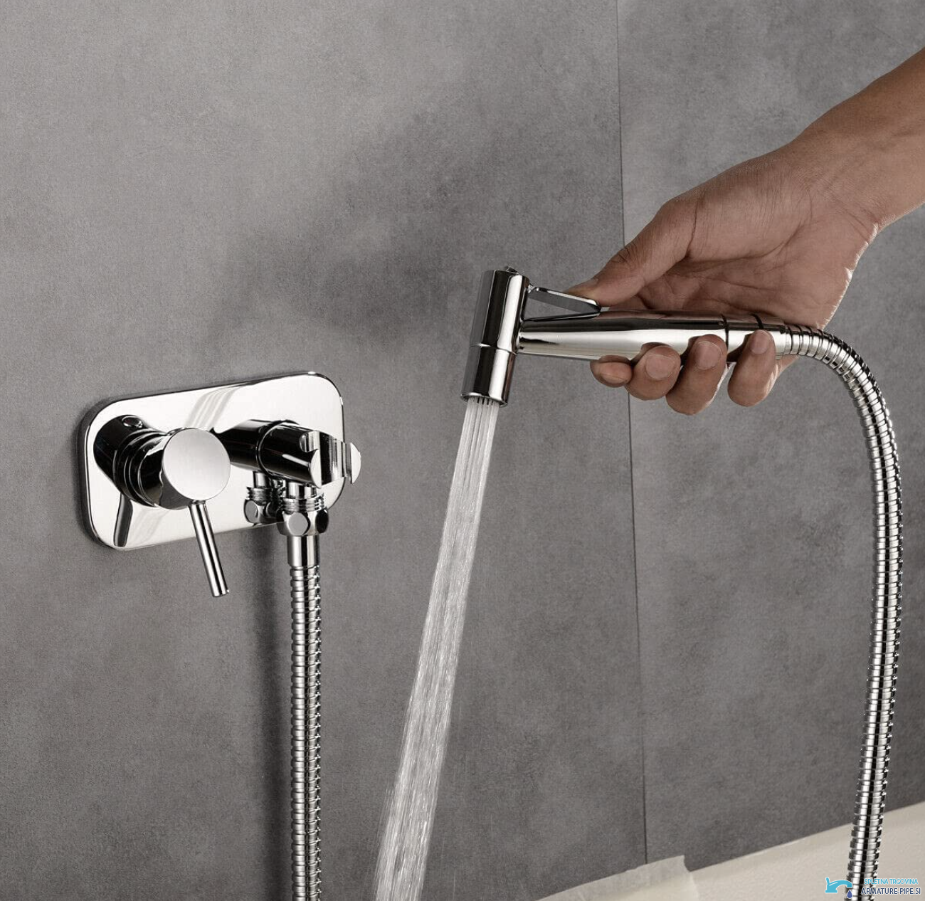 Miscelatore per bidet da incasso BB1637 cromato con doccetta e getto diretto