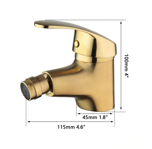 Disegno tecnico del miscelatore bidet BBG0953, 115 × 100 mm, base da 45 mm