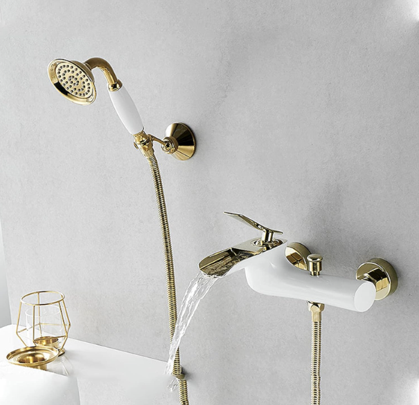 Lussuoso rubinetto per vasca ELITE EDITION BBT1303 bianco lucido e oro