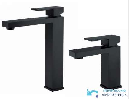 Rubinetto bagno nero BC1320 in due altezze, con finitura nera opaca