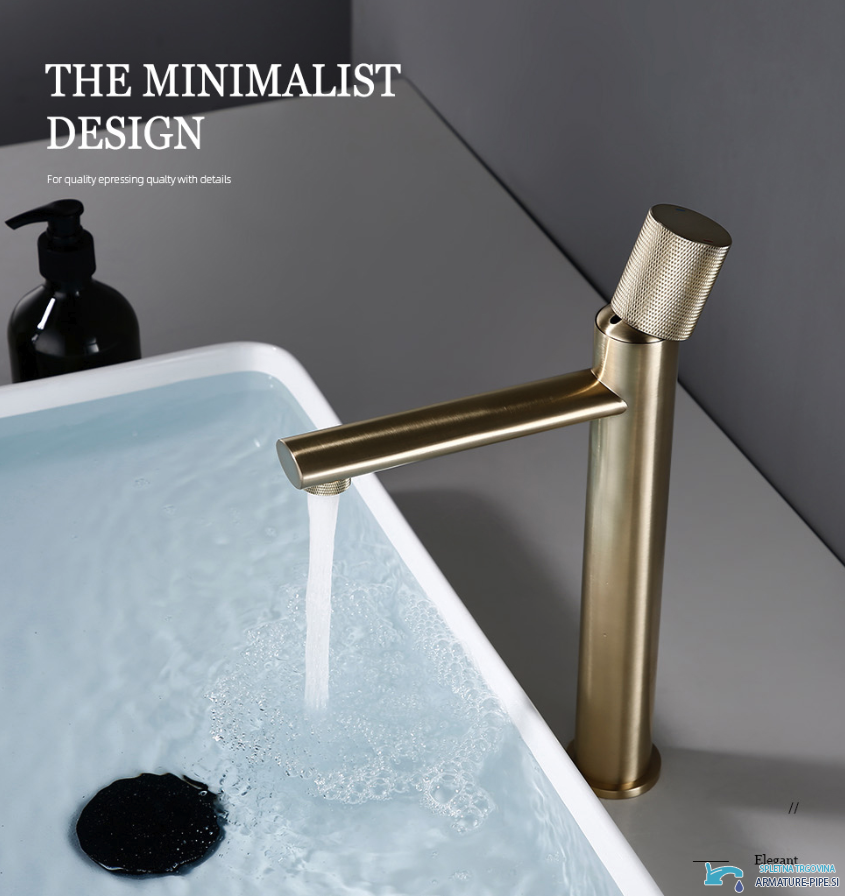 Lussuoso miscelatore lavabo BGB1450 in oro satinato spazzolato