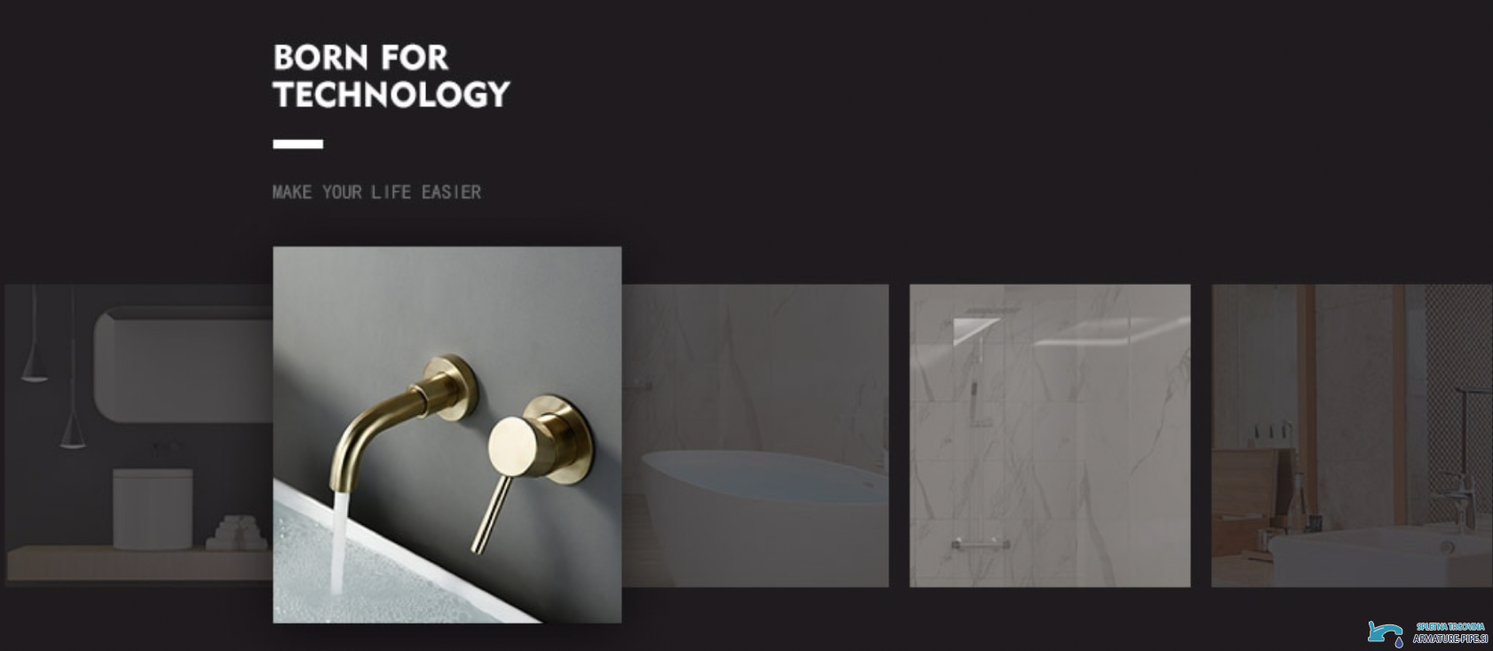 Rubinetto da parete per bagno EYN BGW1644 in oro spazzolato