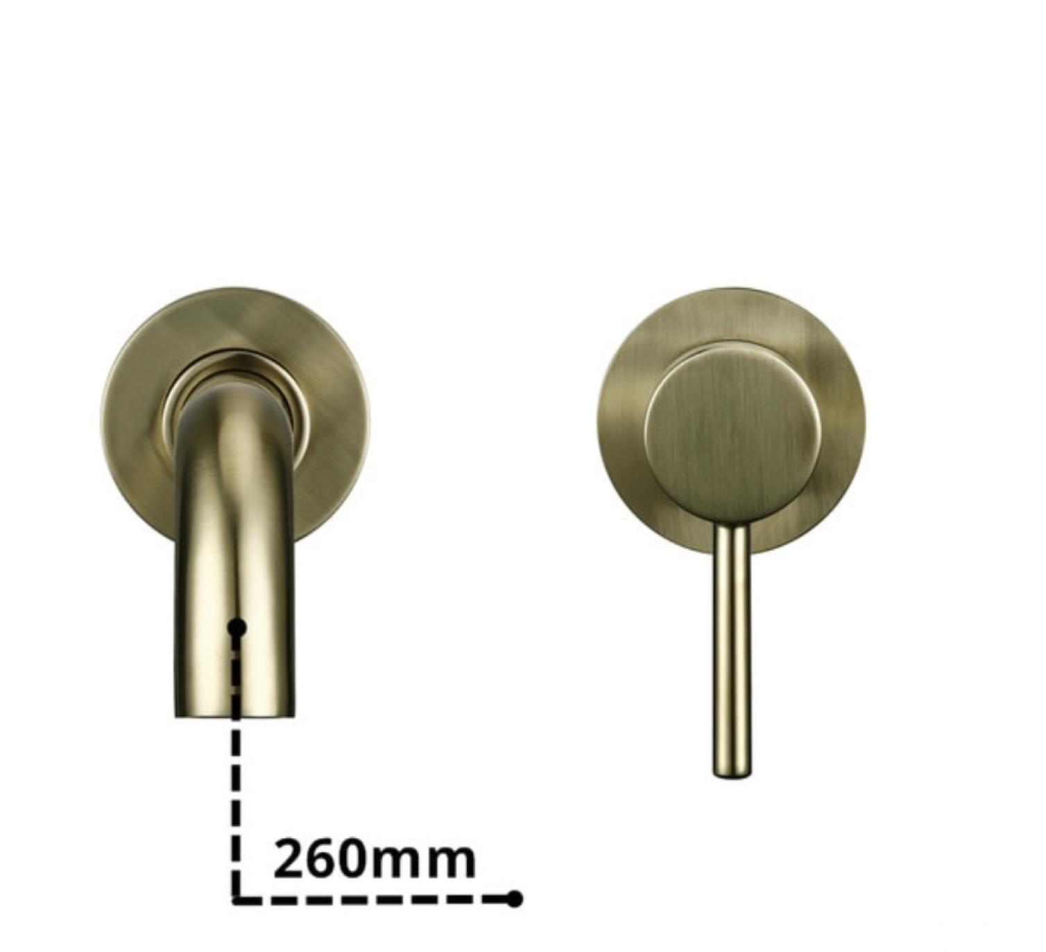 Vista tecnica del rubinetto da parete EYN BGW1644 con sporgenza di 260 mm