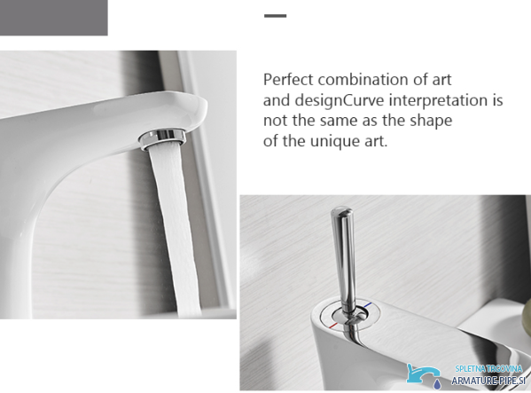 Elegante rubinetto BKK1306, dettagli ravvicinati della bocca e della leva a stelo