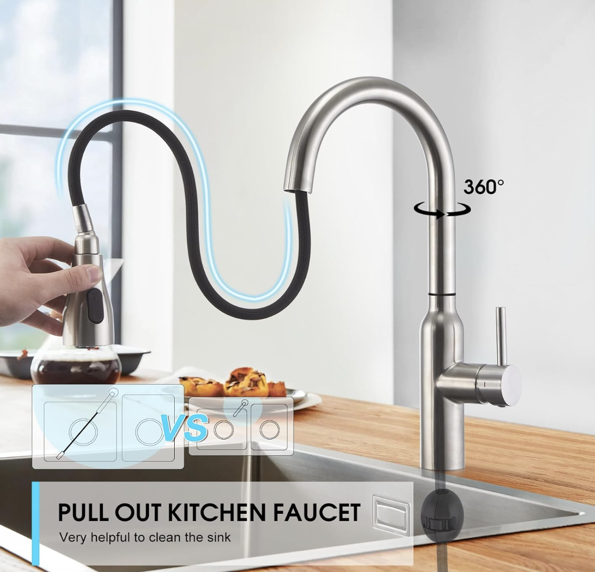 Miscelatore cucina con sensore BKS1299 in uso sul lavello
