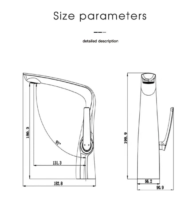 Disegno tecnico del miscelatore per lavabo ELITE EDITION BS1531 (199,9 × 182,8 mm)