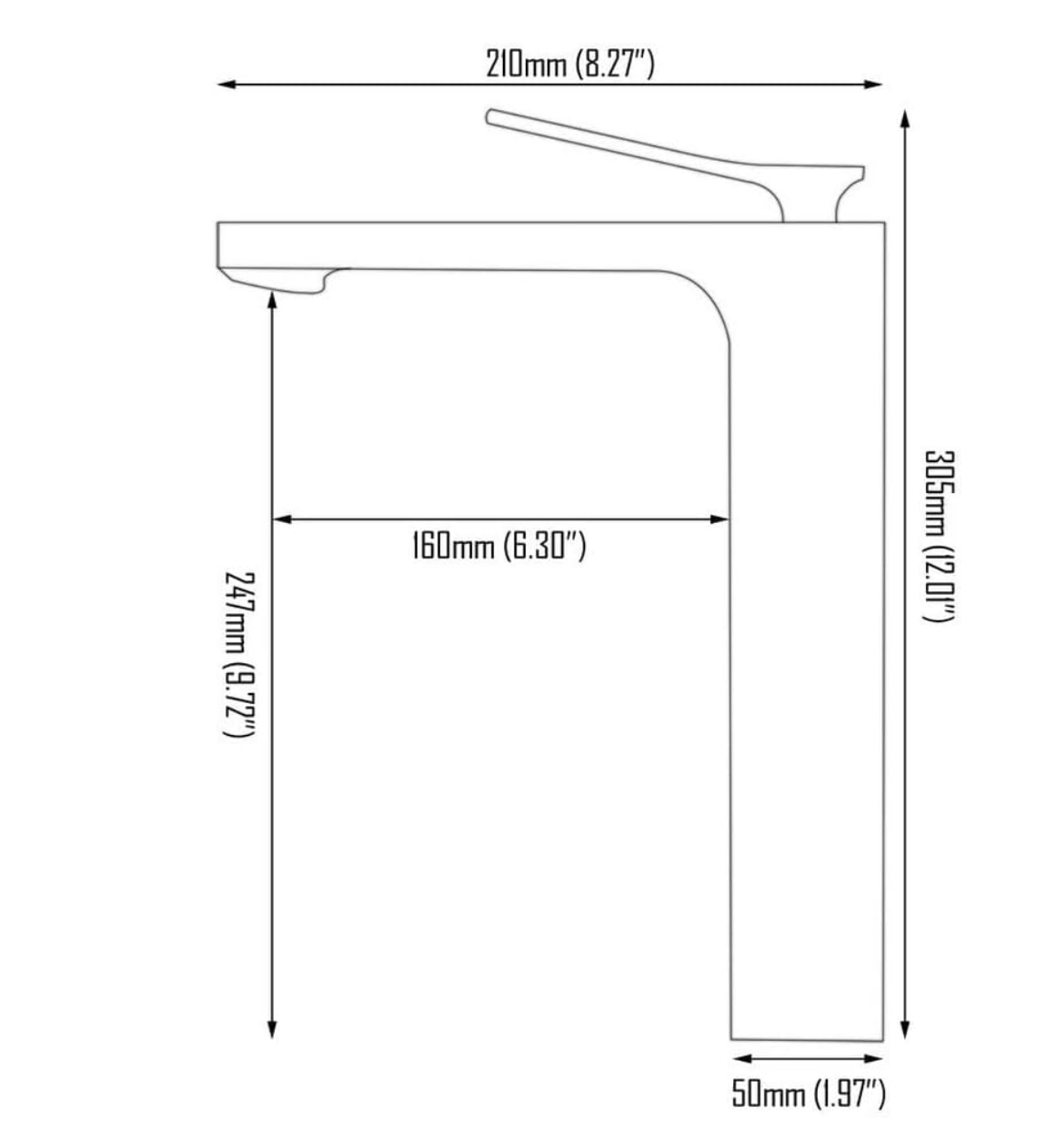 Dimensioni tecniche del rubinetto per lavabo BSC1342