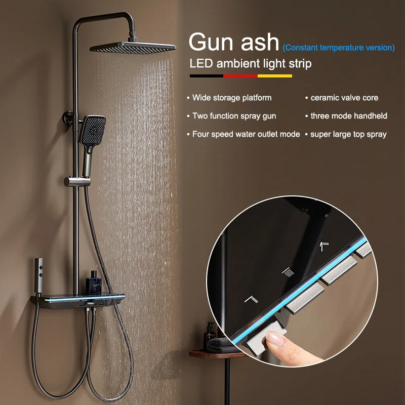 Sistema doccia esterno ELITE EDITION con LED BSE1307 in finitura canna di fucile