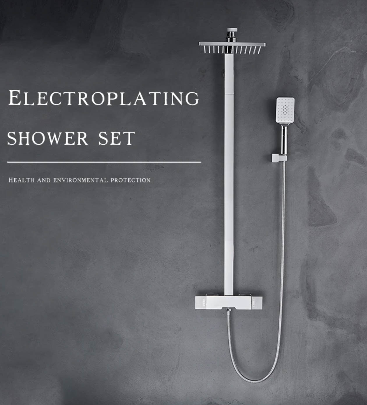 Sistema doccia esterno di lusso ELITE EDITION BSE1419 in bagno su una parete scura