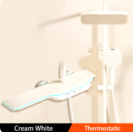 Pannello doccia termostatico ELITE EDITION a vista con schermo LED BSE1420 in finitura bianco crema