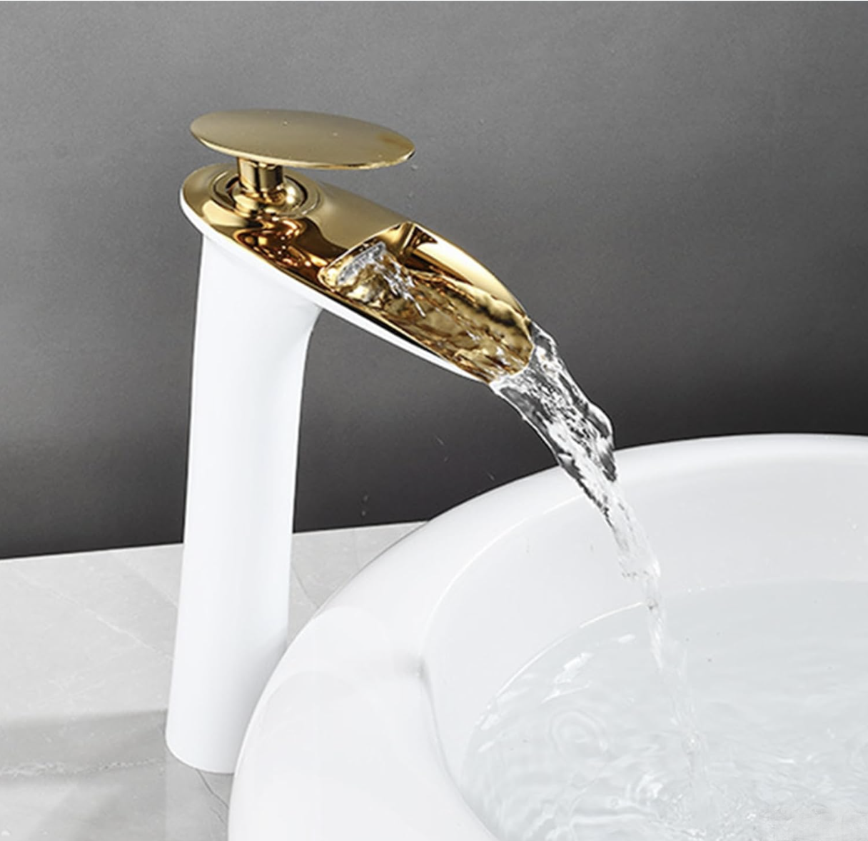 Rubinetto lavabo di lusso BSH1235 bianco e oro lucido