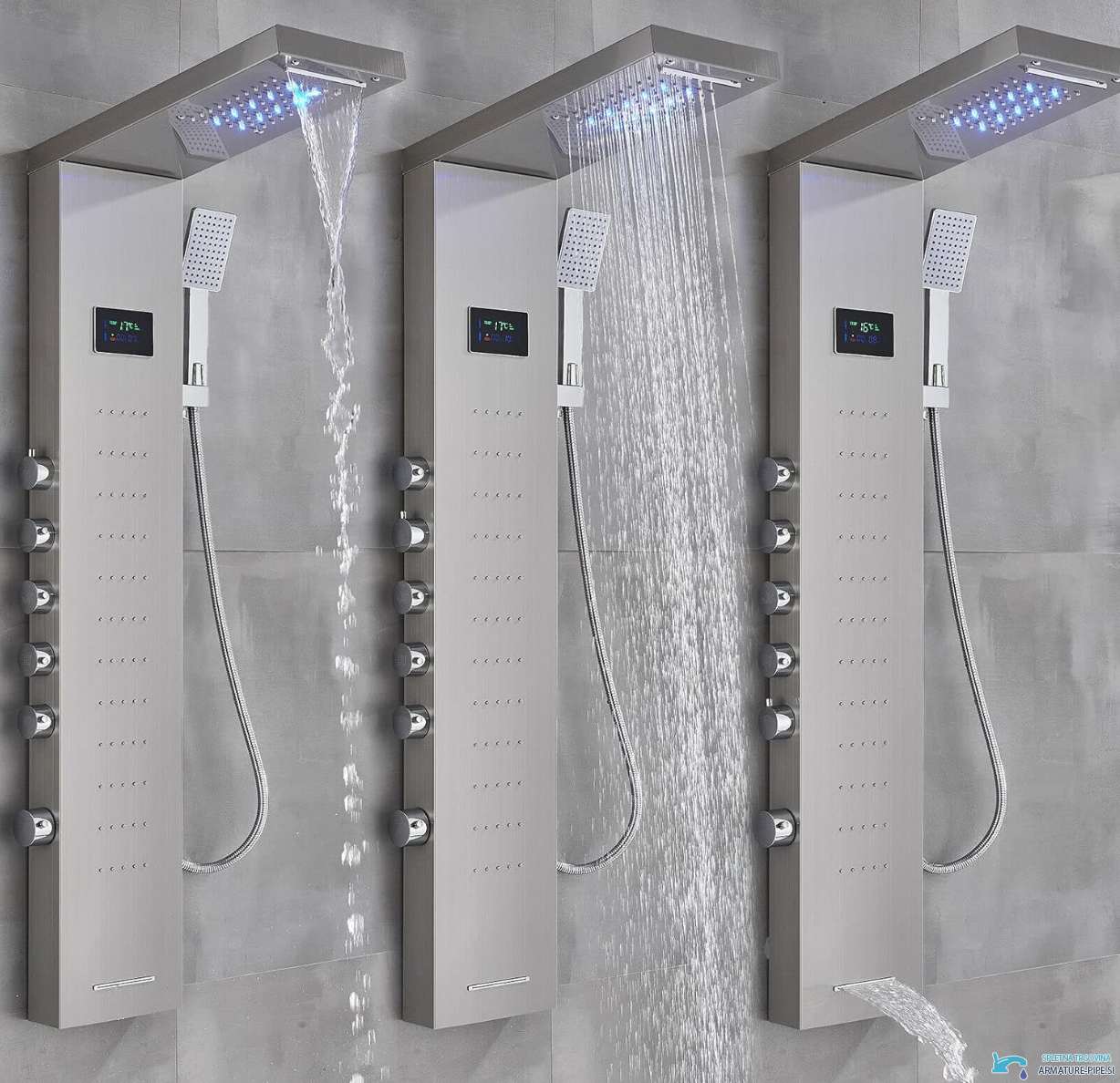 Sistema doccia a parete EYN BSP2040 con soffione a pioggia e uscita a cascata
