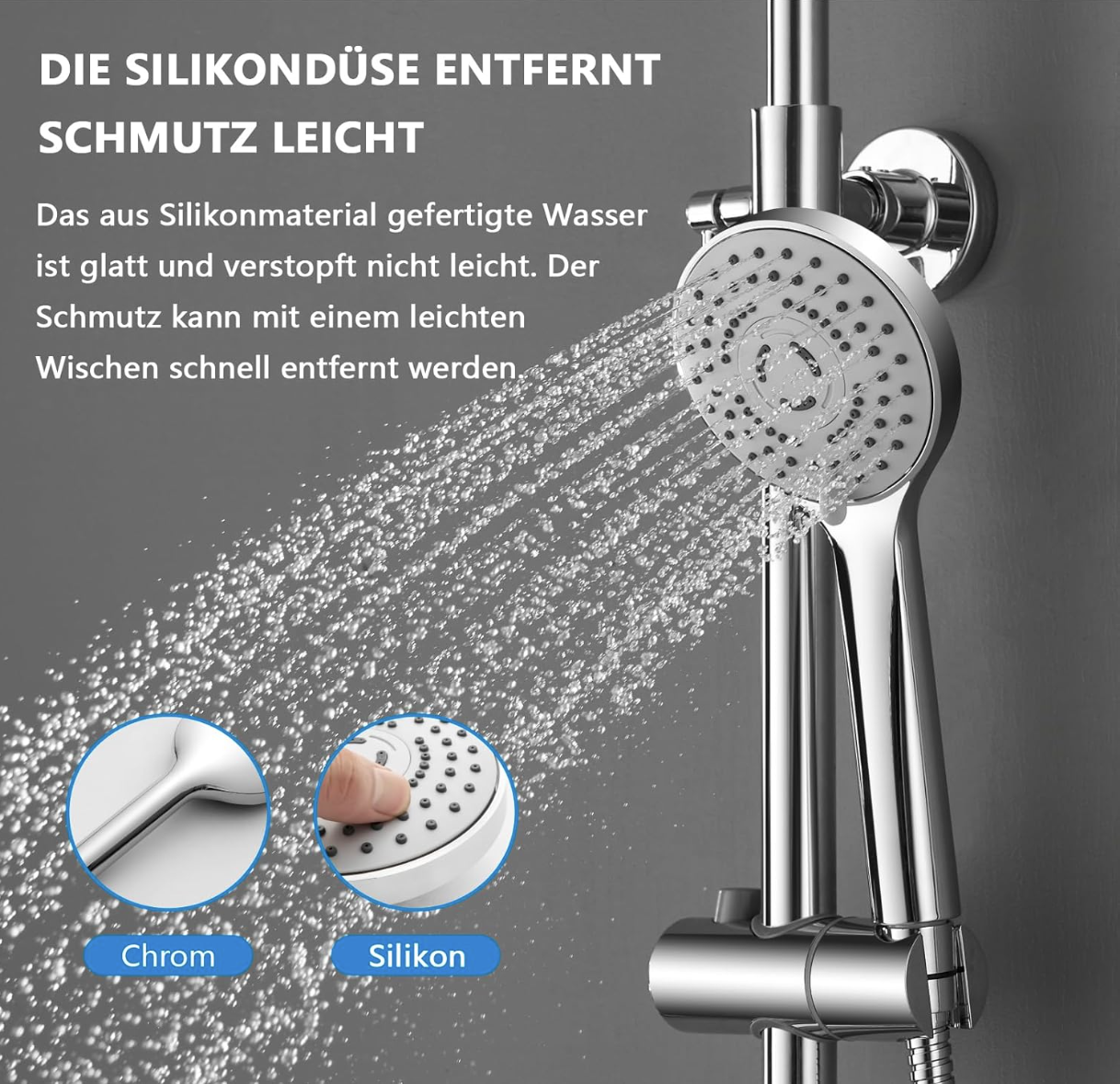 Specifiche del sistema doccia ELITE EDITION BST1105: doccetta con ugelli in silicone