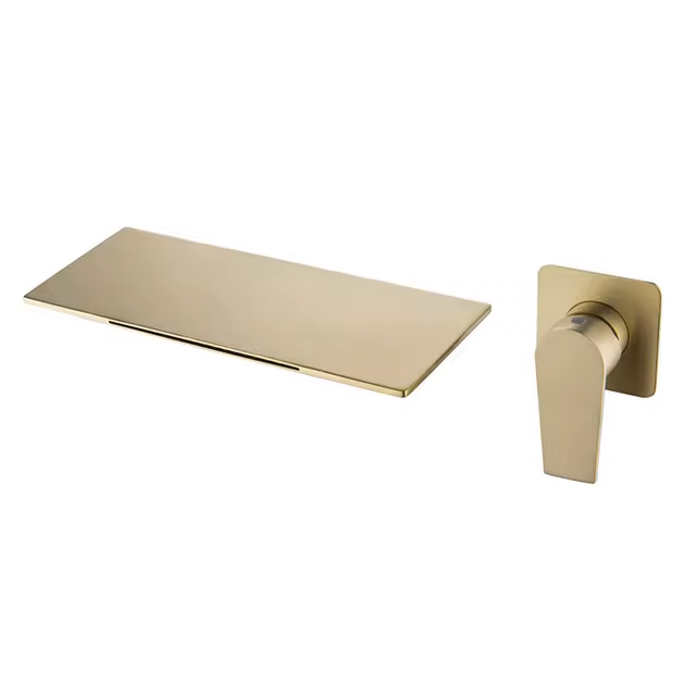 Miscelatore a cascata a parete BSW1722 con bocca ampia in oro spazzolato