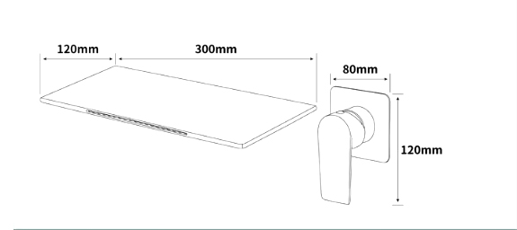 Dimensioni del rubinetto a cascata per lavabo BSW1722 con bocca e rosone di comando