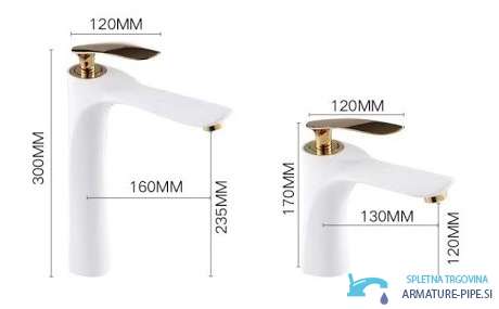 Specifiche del miscelatore da bagno da appoggio EYN BZ2224: altezze 300 e 170 mm