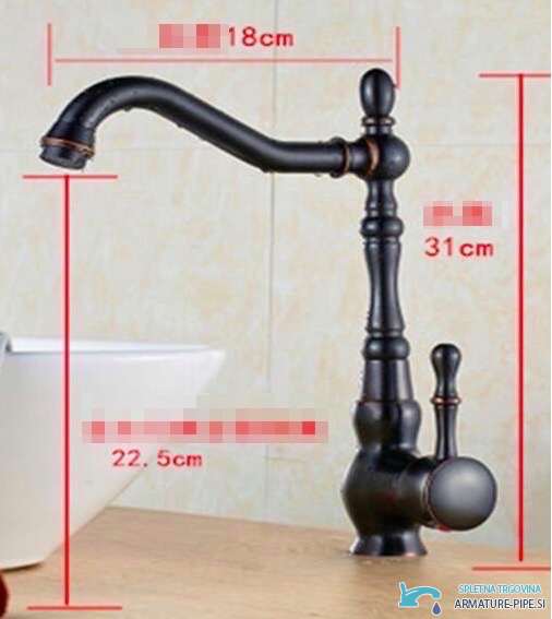 Dimensioni del rubinetto per lavabo CKB2255 alto 31 cm con bocca girevole