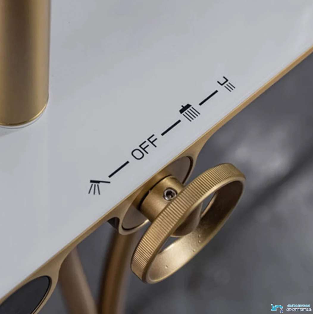 Detajl preklopne ročice termostatske armature ELT1104 v zlati izvedbi
