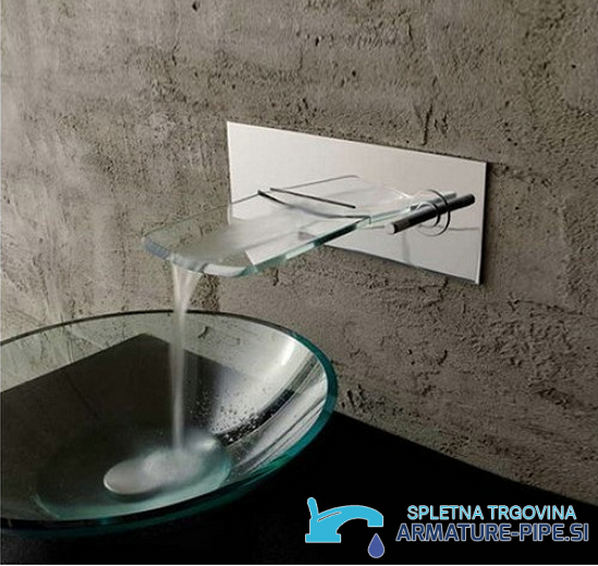 Rubinetto lavabo EYN 0359 con bocca in vetro e finitura cromata lucida