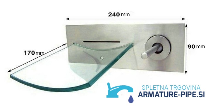 Misure del rubinetto EYN 0359: 240 × 90 mm, sporgenza 170 mm