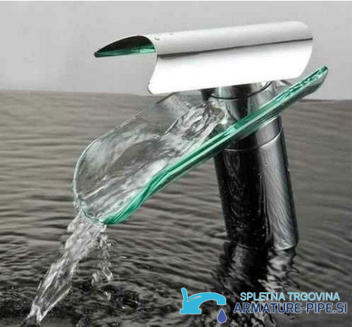 Miscelatore lavabo EYN 5007 cromato con bocca trasparente in vetro