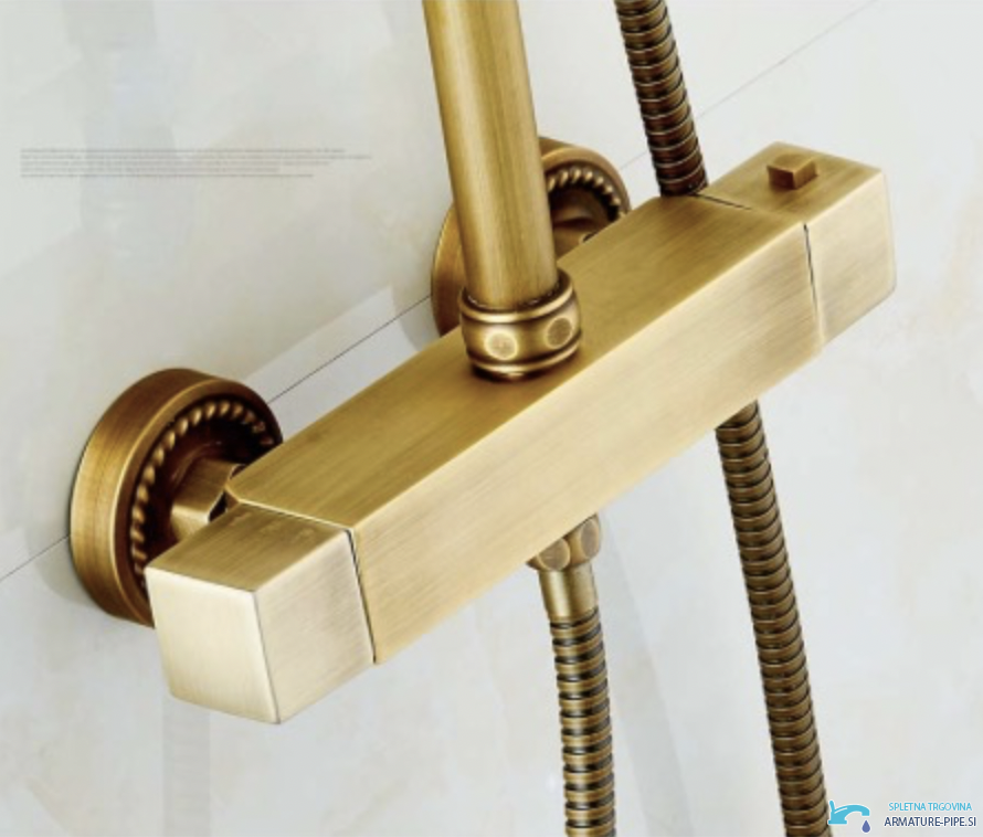 Miscelatore doccia termostatico antico EYN ATS1206 in ottone spazzolato