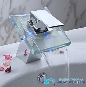 Miscelatore a cascata EYN cq0812 in cromo lucido con bocca in vetro