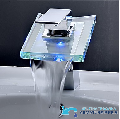 Rubinetto bagno a cascata EYN cq0812 in cromo lucido con lastra in vetro