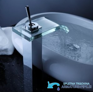 Rubinetto lavabo a cascata EYN0145 in cromo lucido