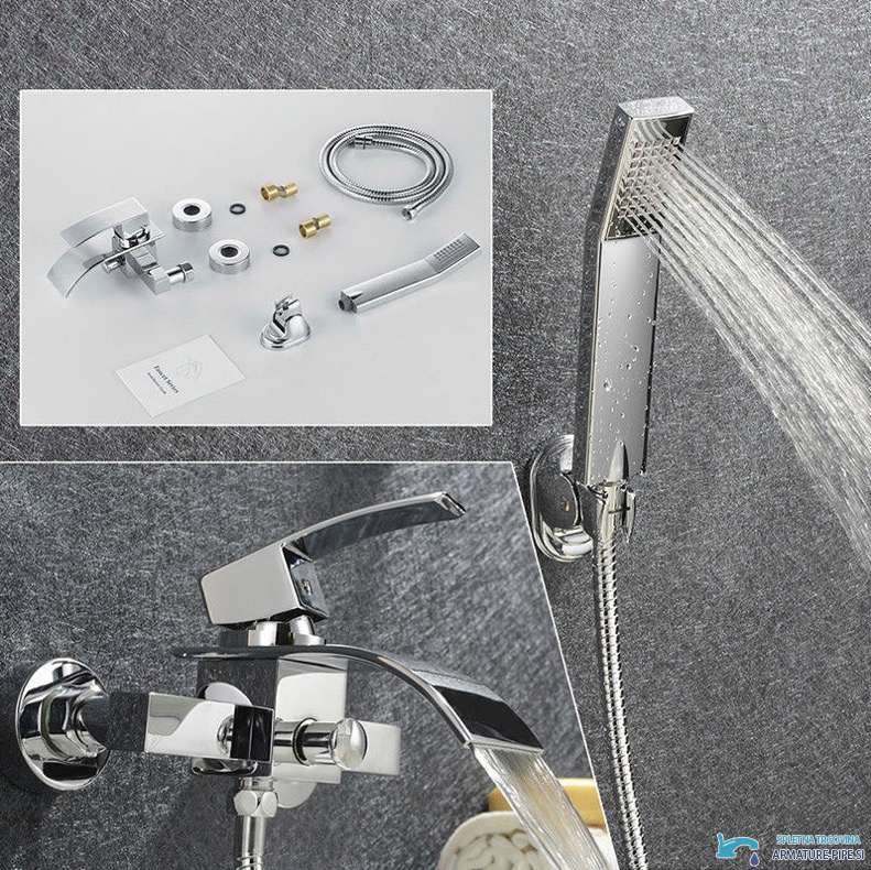 Set miscelatore vasca EYN3535 con doccetta, flessibile e accessori di collegamento