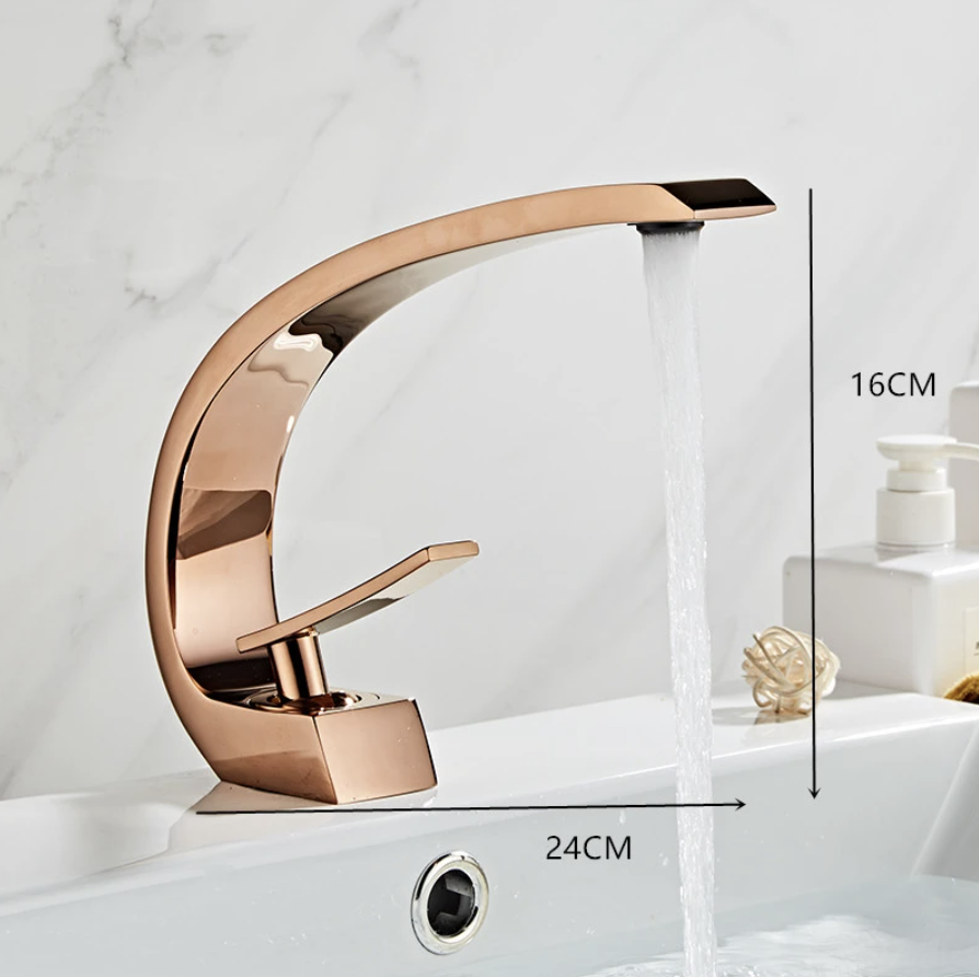Misure del miscelatore lavabo GB1424-zs in oro rosa: 24 cm e 16 cm