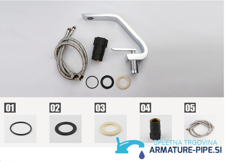 Dotazione del rubinetto KA933141 con tubi flessibili e anelli di montaggio