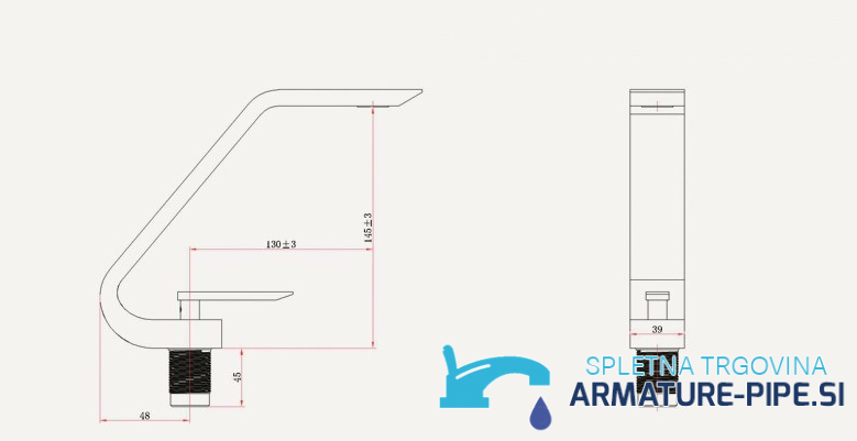 Dimensioni tecniche del rubinetto per lavabo KA933141