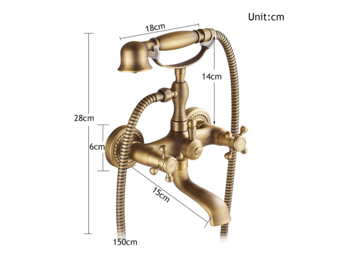 Disegno tecnico KAQ1305 (28 cm, doccetta 18 cm, flessibile 150 cm)