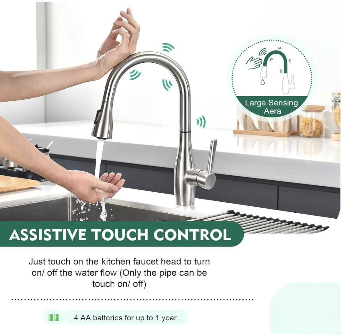 Specifiche del rubinetto smart KFS1428: comando touch e ampia area di rilevamento