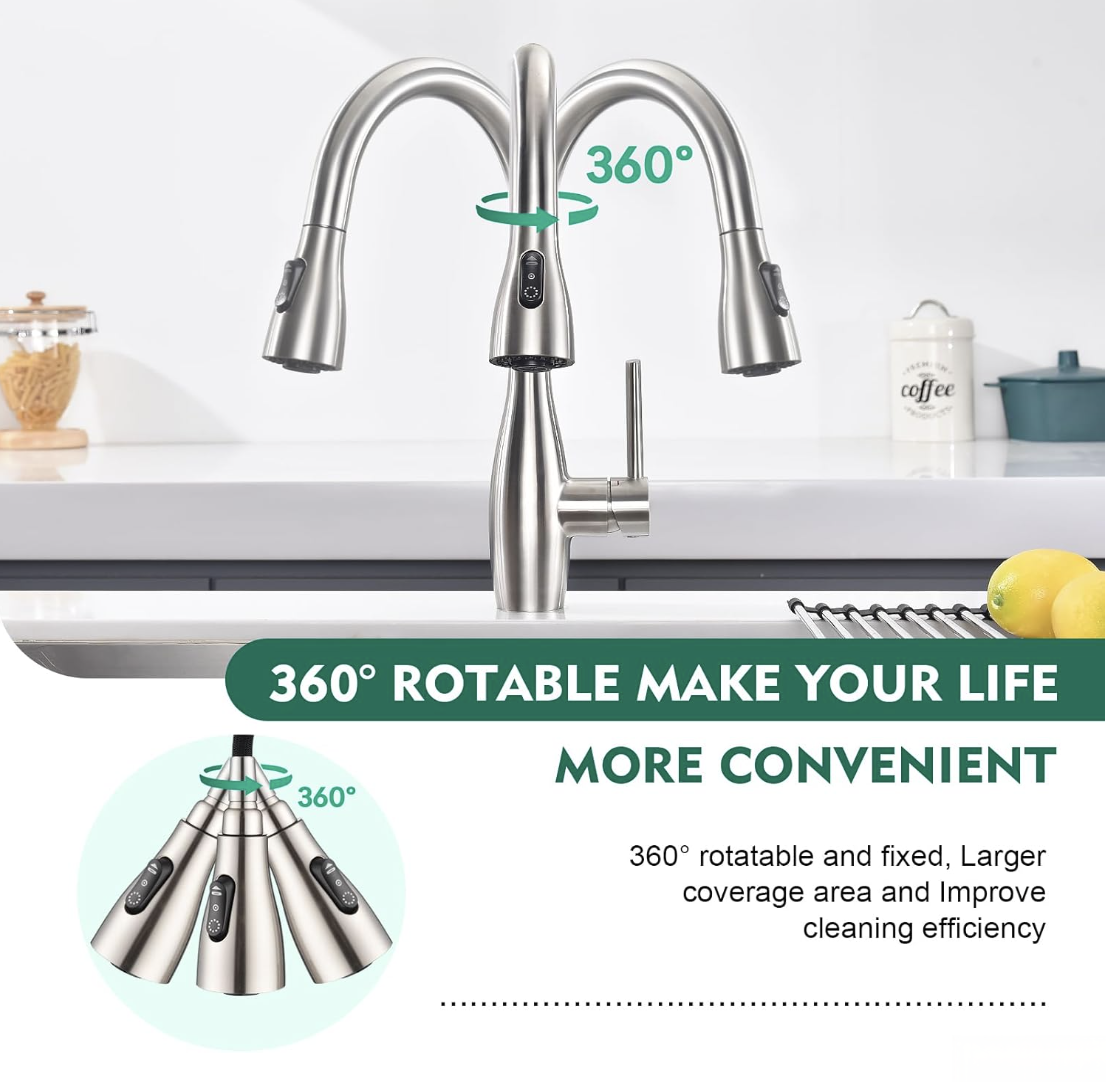 Specifiche del rubinetto da cucina smart KFS1428: bocca girevole a 360 gradi