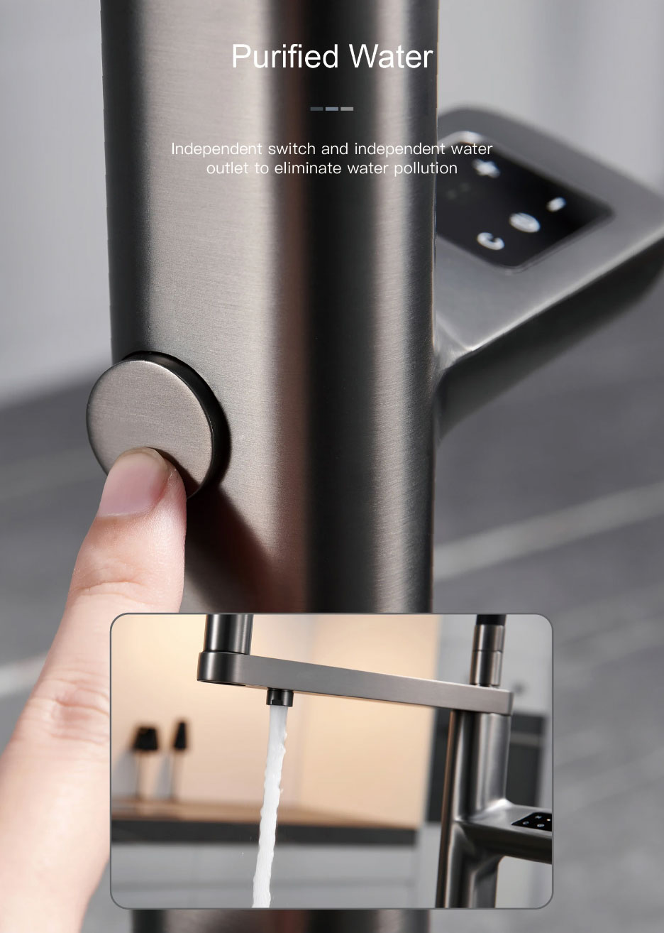 Luxus-Küchenarmatur ELITE EDITION mit Sensor und Filterauslauf KFS1814 in gebürstetem Dunkelgrau
