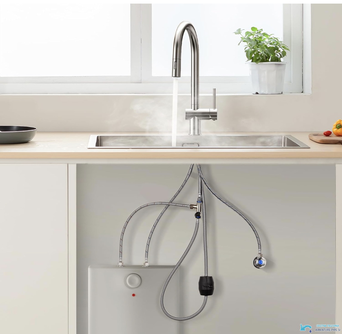 Miscelatore da cucina KL1109 a bassa o alta pressione effetto argento spazzolato