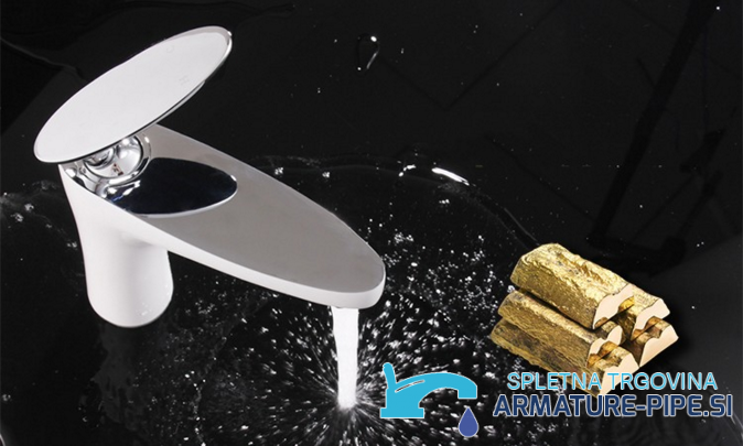 Rubinetto da bagno KP2353 bianco lucido e cromato
