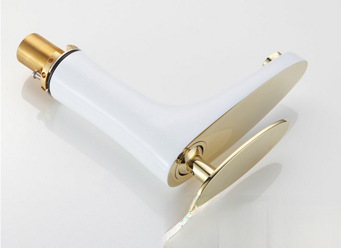 Rubinetto da bagno KP2353 bianco lucido e oro levigato