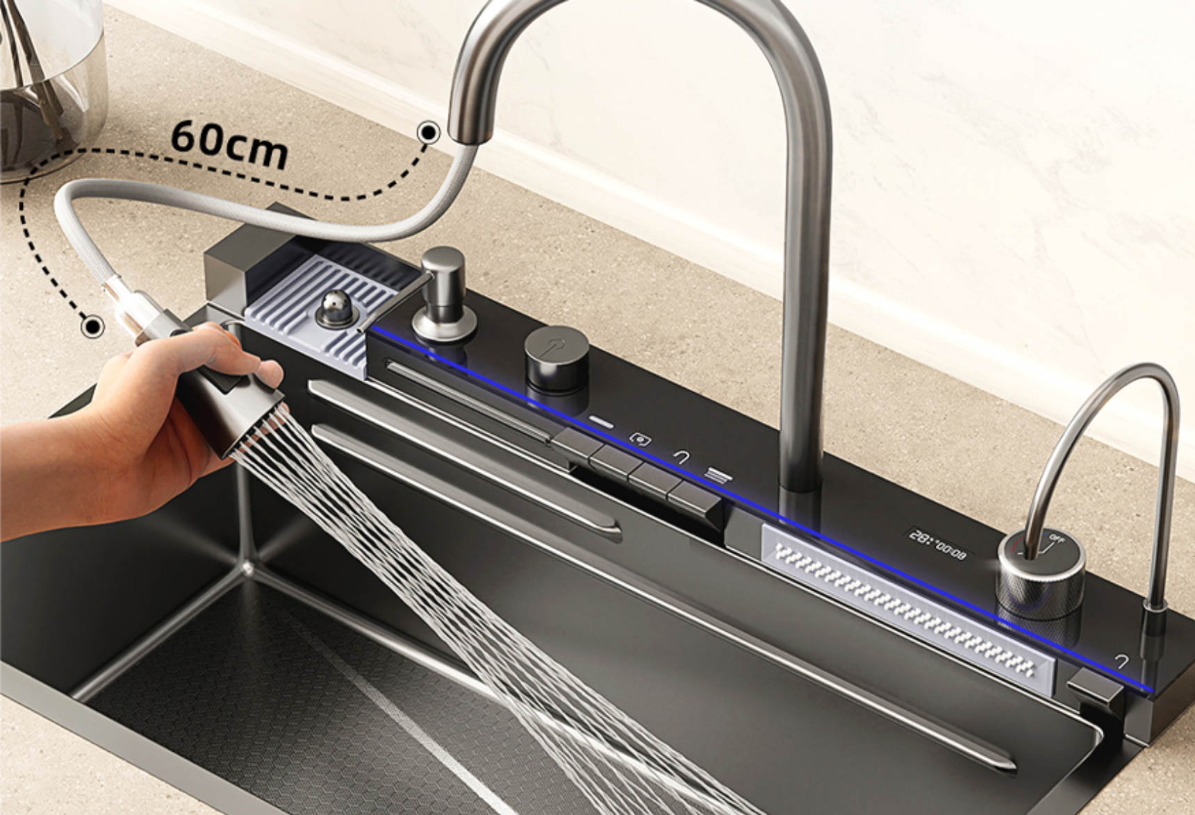 Doccetta estraibile del rubinetto da cucina KS2199 con tubo da 60 cm