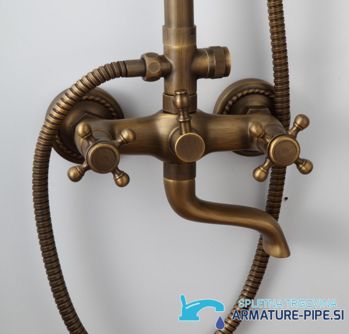 Sistema doccia antico NSB76437 in bronzo anticato spazzolato