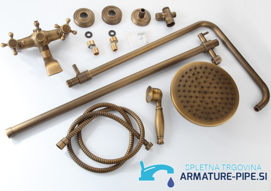 Sistema doccia antico NSB76437 con finitura in ottone anticato
