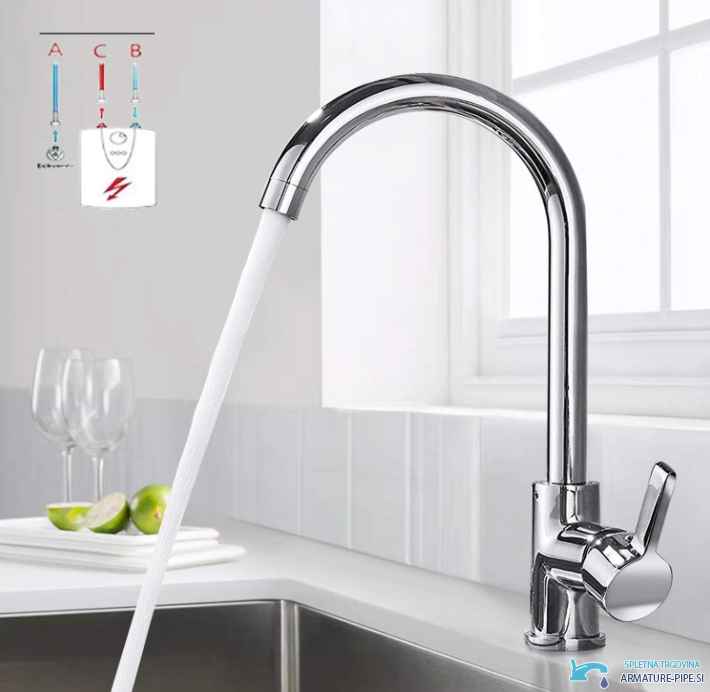 Rubinetto da cucina a bassa pressione NT1311 cromato per boiler
