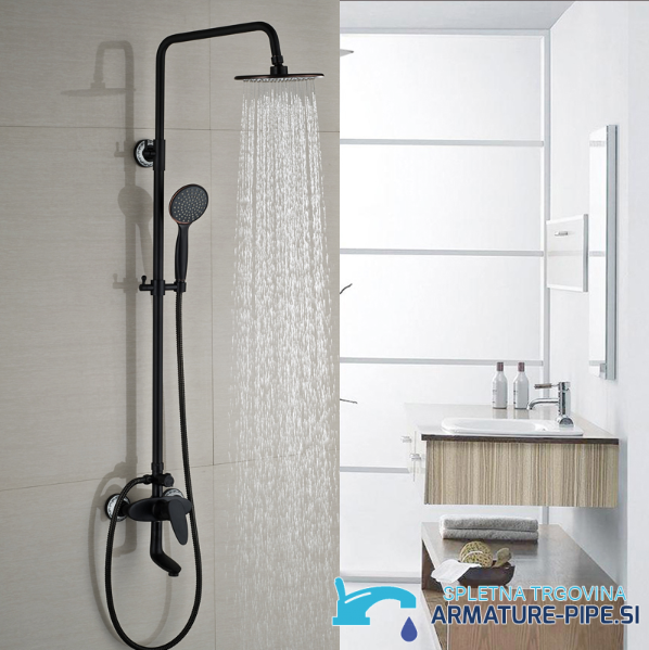 Sistema doccia nero NTC79887 con finitura nera opaca