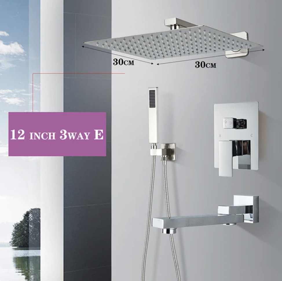 Specifiche del pannello doccia da incasso PT04042: soffione 30 × 30 cm
