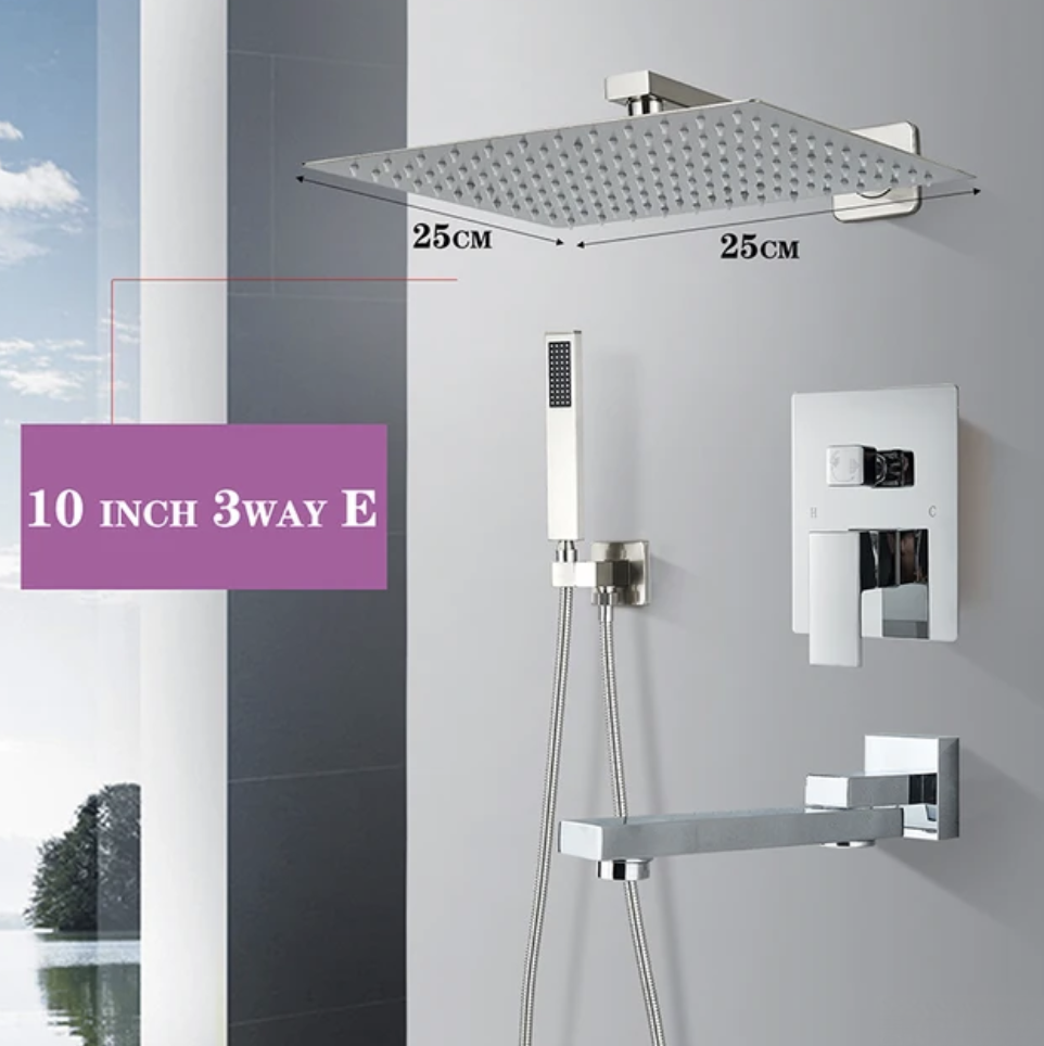 Specifiche del pannello doccia da incasso PT04042: soffione 25 × 25 cm
