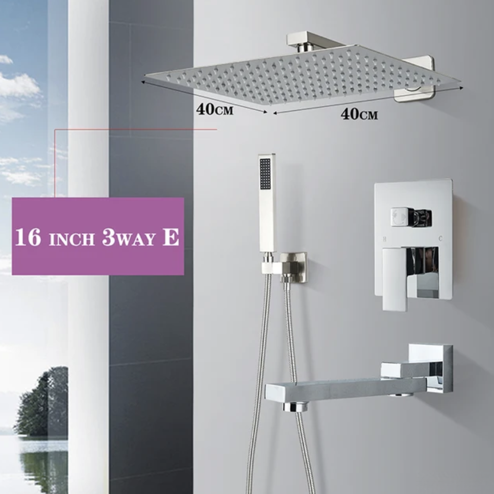 Misure del sistema doccia da incasso PT04042: soffione 40 × 40 cm